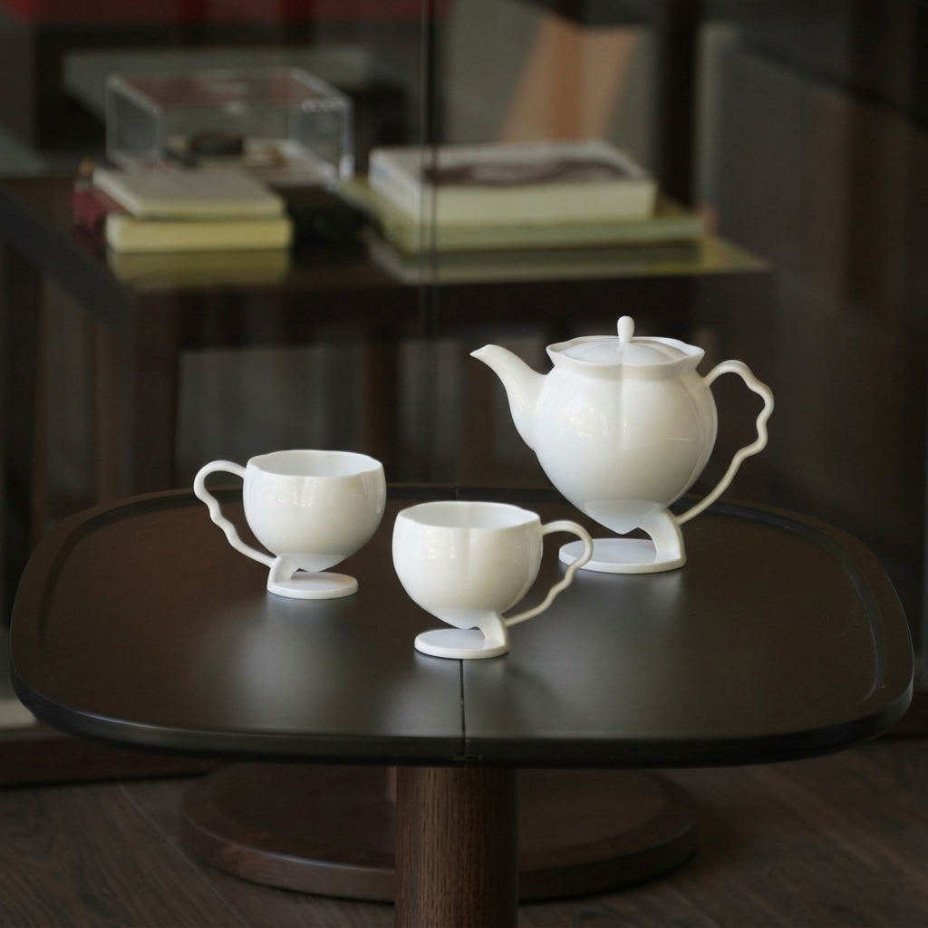 花神白瓷茶壺茶杯使用情境・高端白瓷茶器禮物・八方新氣 NewChi Porcelain