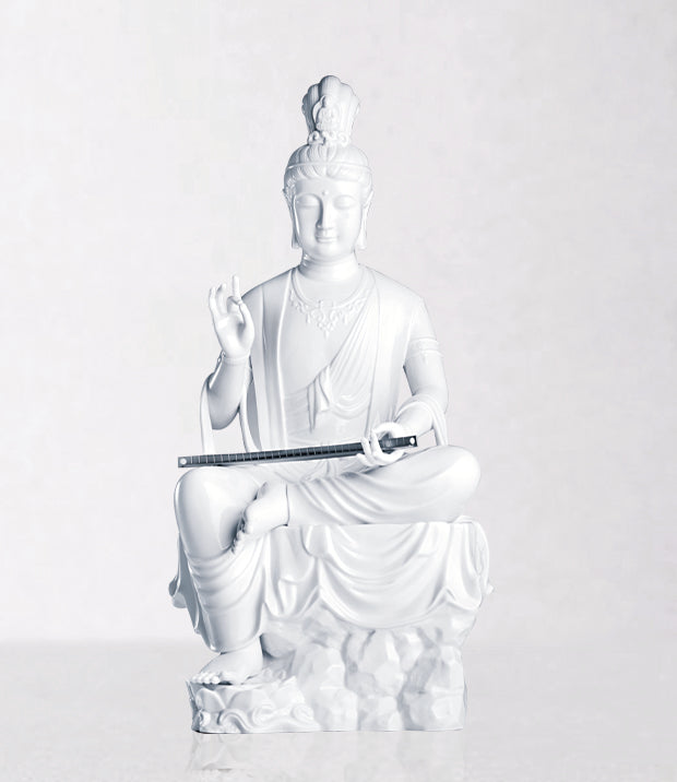 八方新氣 為法鼓山訂製之祈願觀音白瓷佛像,法相莊嚴純淨,展現東方現代佛藝之美