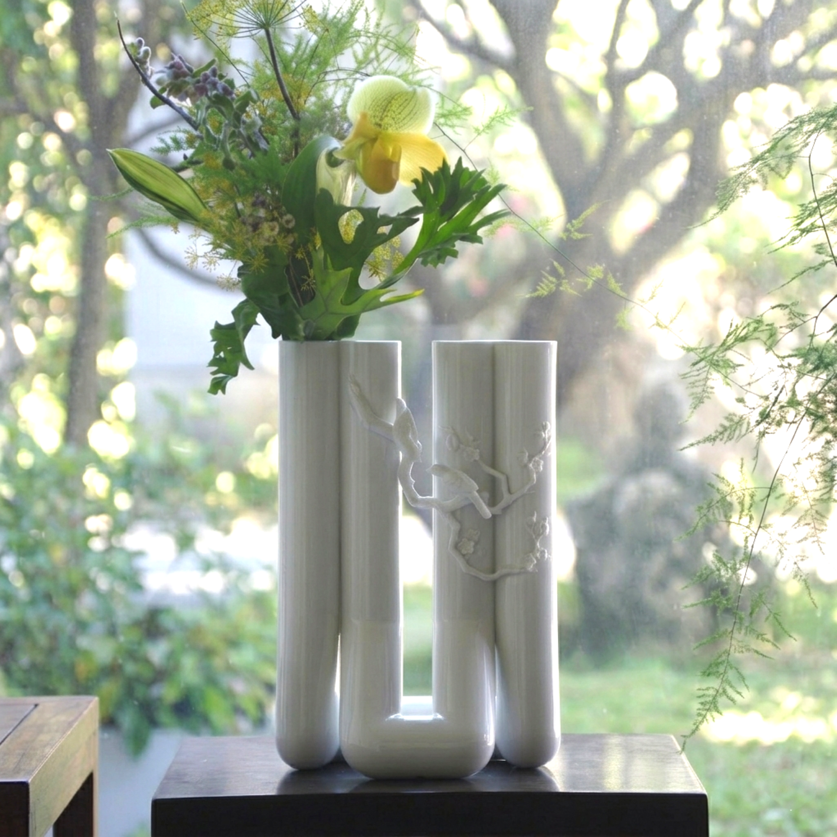 花香一世 八方新氣 白瓷花器 限量收藏 鳥語花香