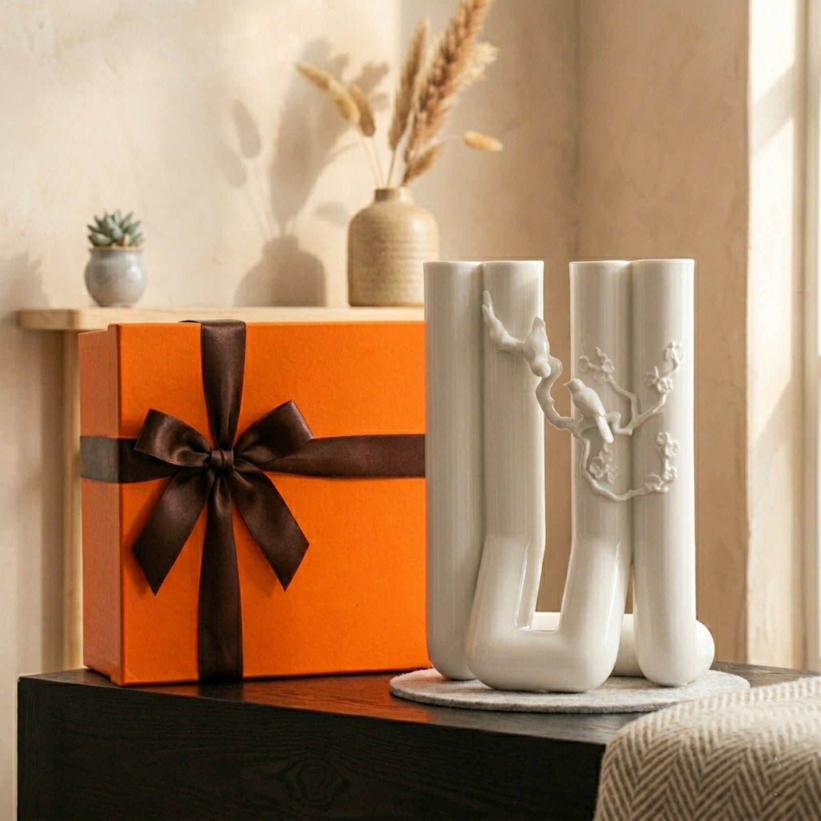 花香一世 八方新氣 白瓷花器 限量收藏 鳥語花香