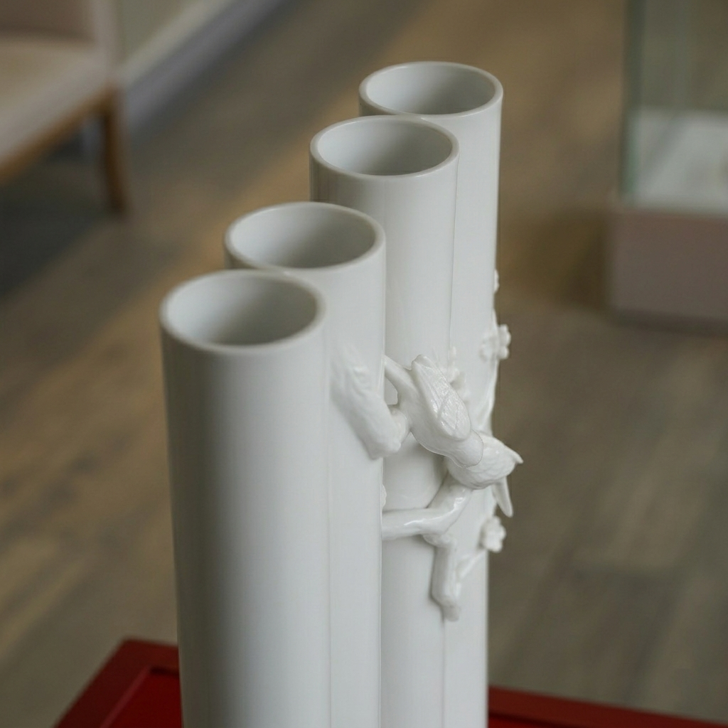 花香一世 八方新氣 白瓷花器 限量收藏 鳥語花香 局部 四季如春 喜鵲相守