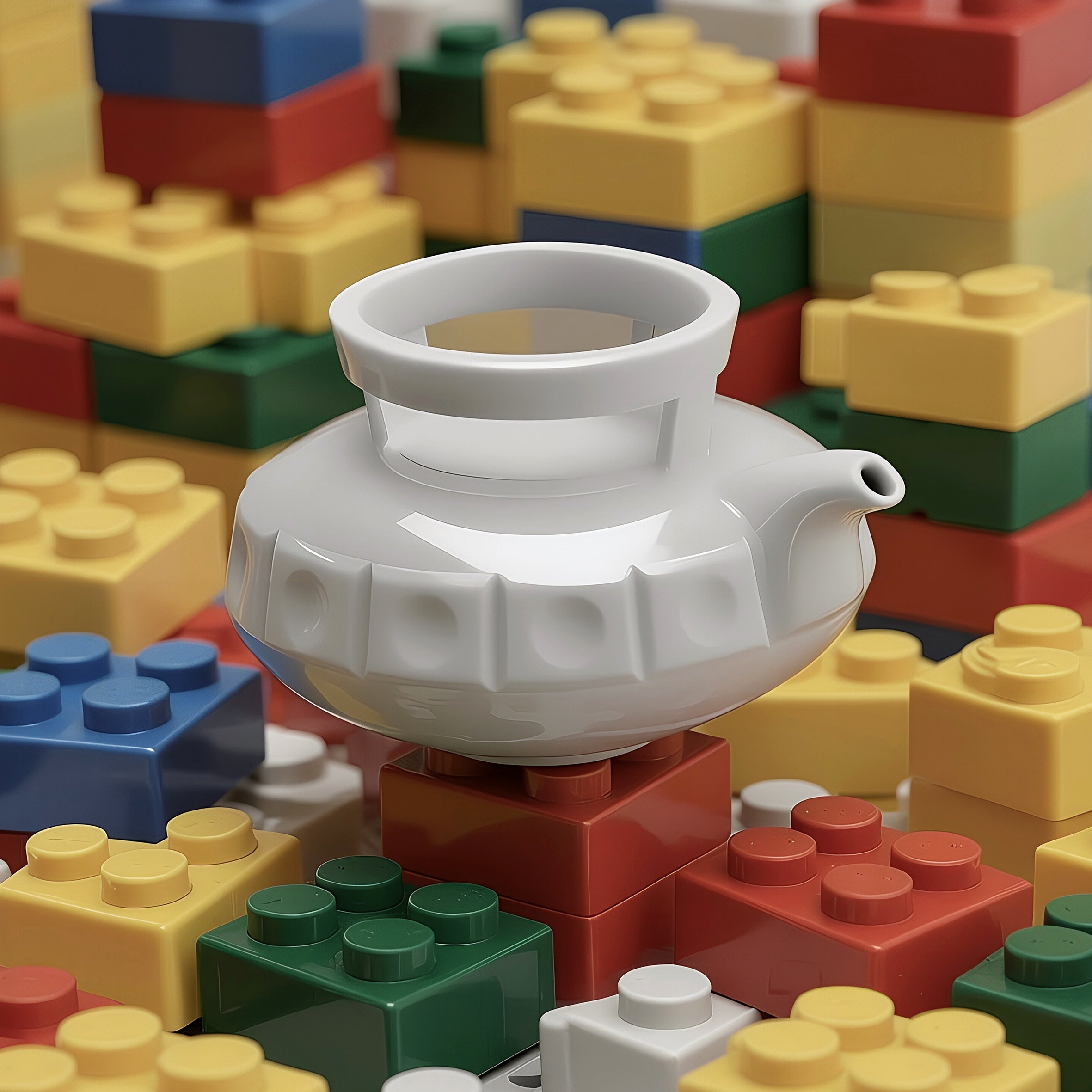 璀璨 白瓷藝術造形壺 壺嘴與壺把細節,幾何切割靈感呈現