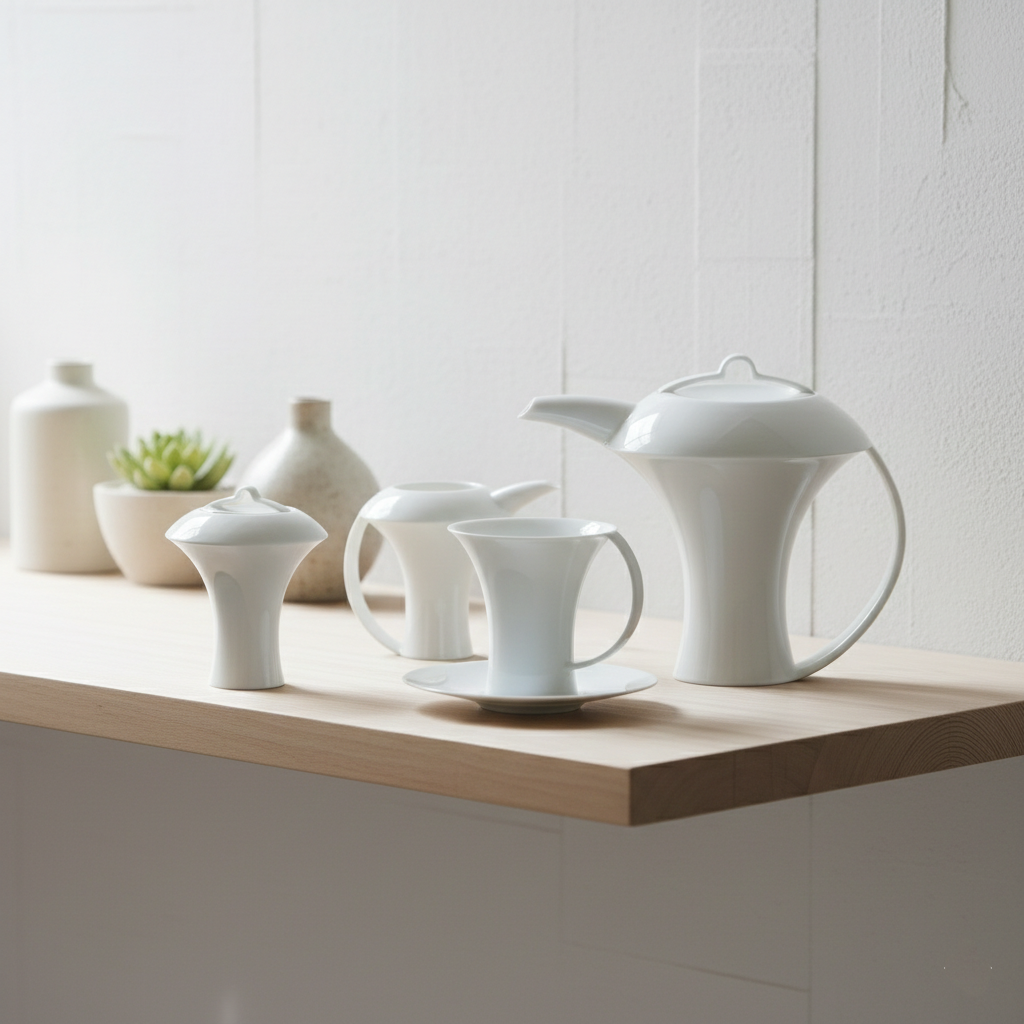 八方新氣 明月 茶器 瓷壺 藝術造形壺 家居生活 杯盤 糖奶 精緻瓷器茶具組