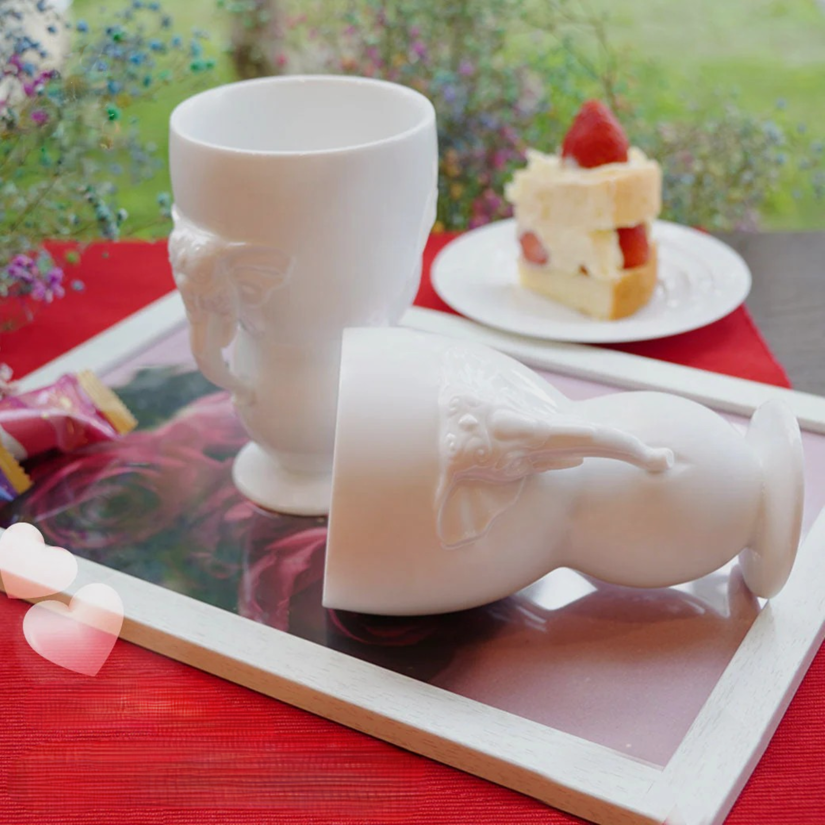 八方新氣 瓷器 送禮 大象 對杯 杯子 白色 居家生活 把手杯