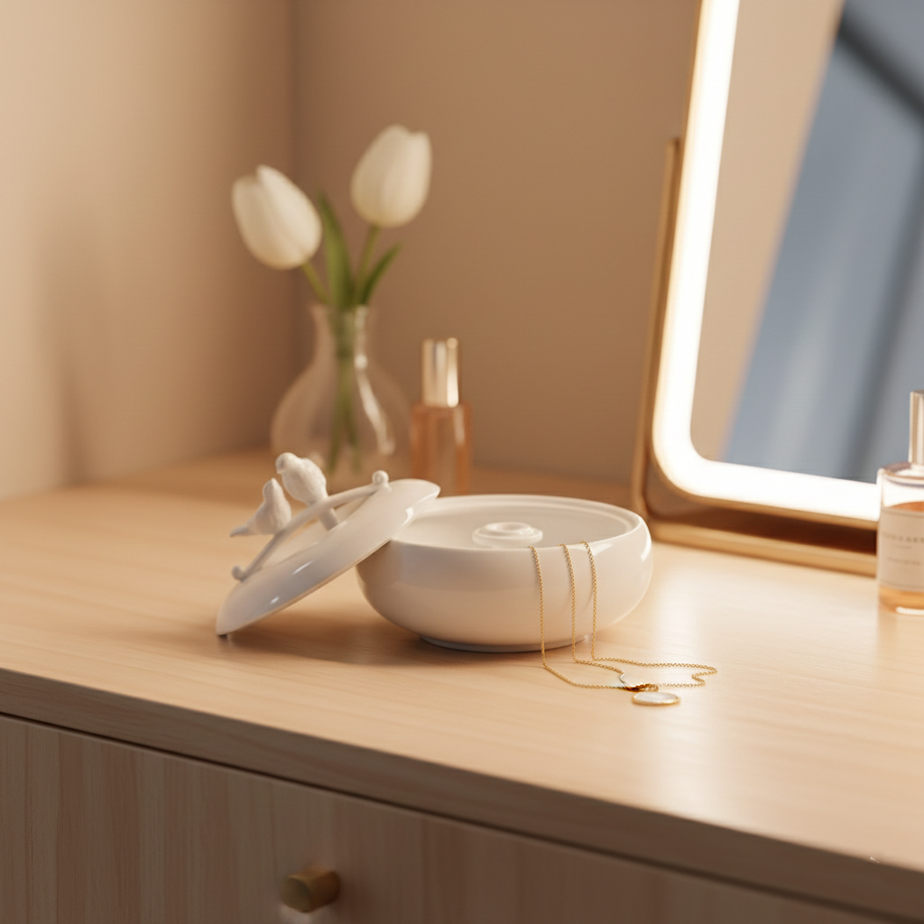 八方新氣 王俠軍 盒 喜鵲 白色 珠寶盒 圓形 真情 陶瓷收納盒 居家生活