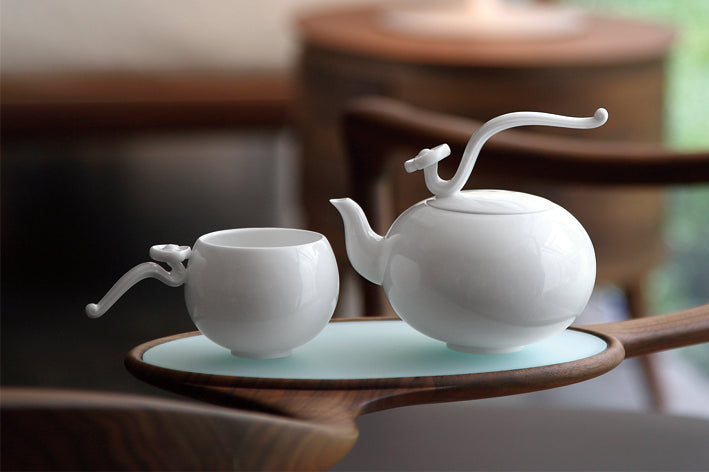 八方新氣藝術白瓷 琉璃大師王俠軍設計陶瓷茶具 如意高飛