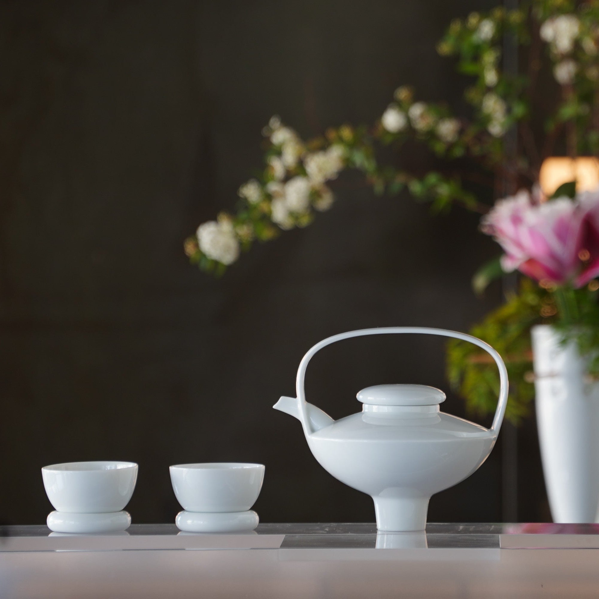 八方新氣 日出望月 創意茶具 亮面 白色 咖啡杯 壼 茶杯 茶器 居家生活