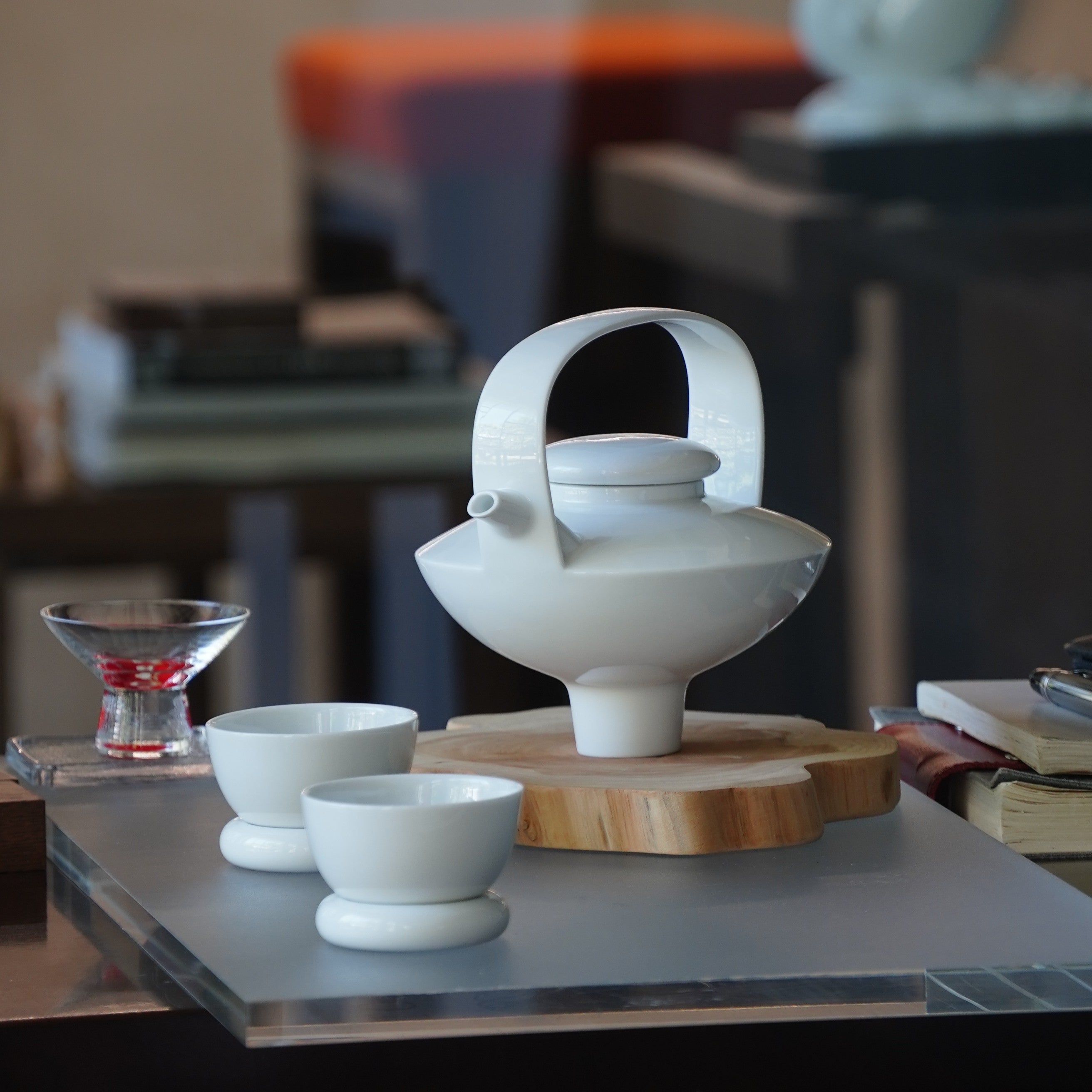 八方新氣 日出望月 創意茶具 亮面 白色 造形壼 茶器 居家生活 茶杯