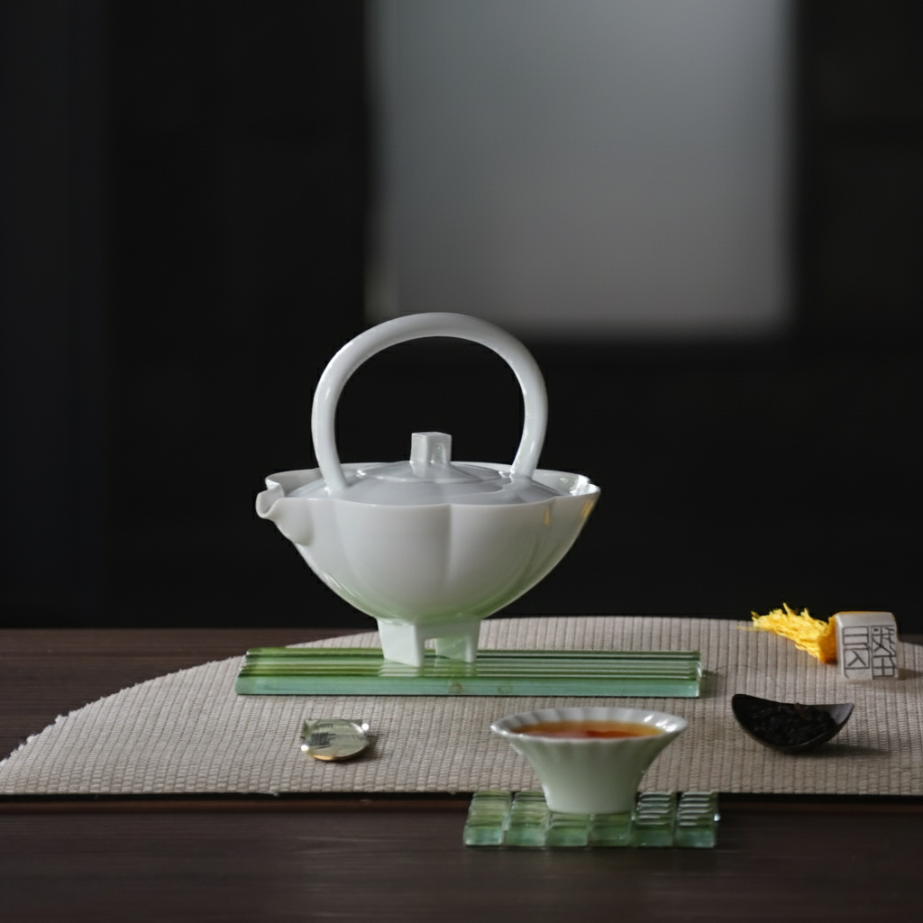 長春》白瓷茶壺與杯組｜山水靈感× 春花器形× 儀式茶具｜八方新氣