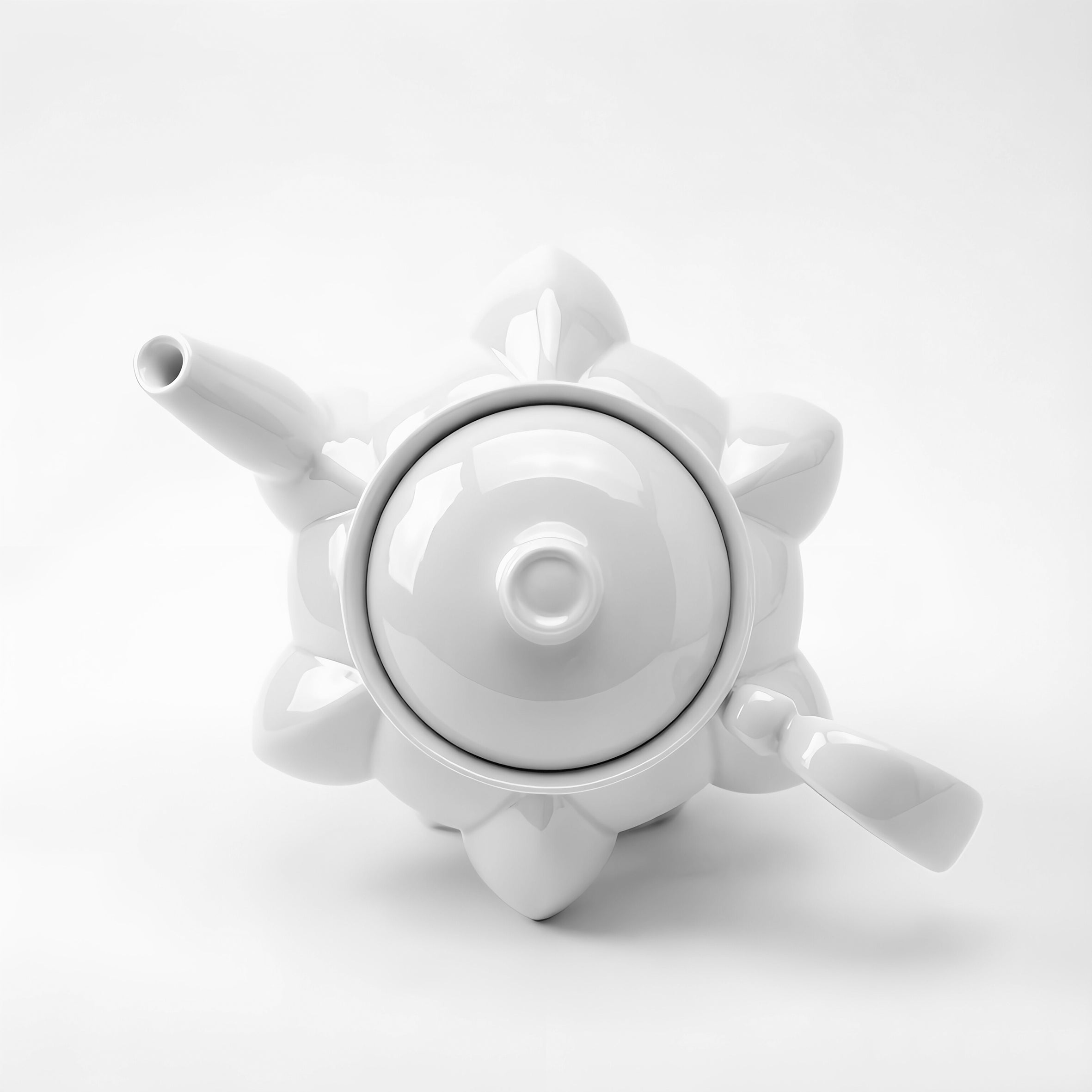 荷花 白瓷 六足茶壺茶杯組 蓮花