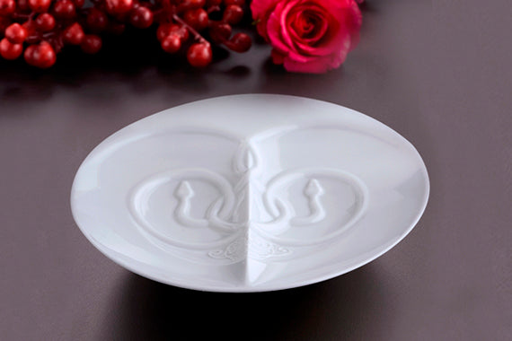 八方新氣 瓷盤 生肖 陶瓷 白色 蛇