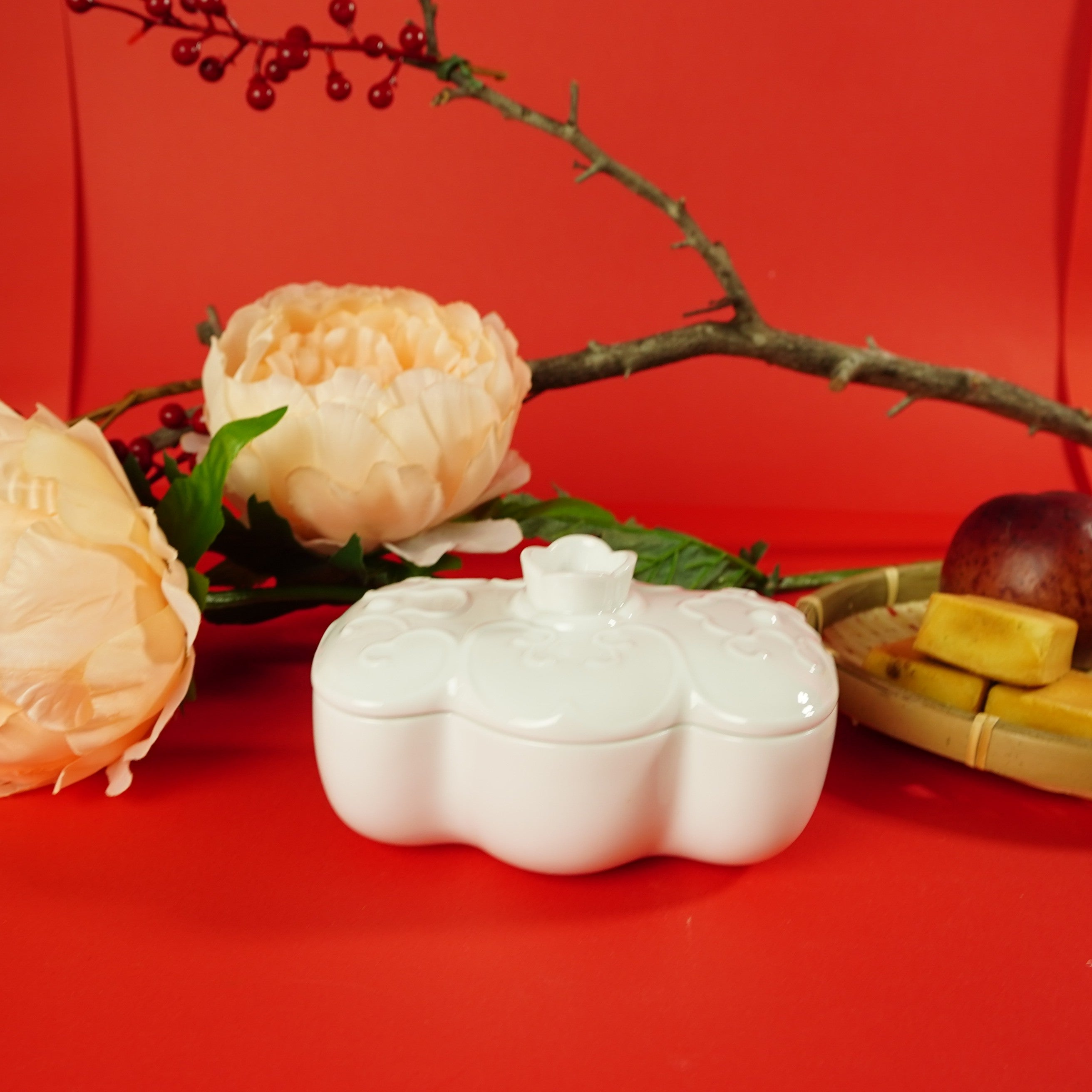 八方新氣 瓷器 送禮 福滿 陶瓷 禮盒 瓷盒 收納盒 白瓷 擺飾 禮物 糖果盒 瓜果盒 珠寶盒