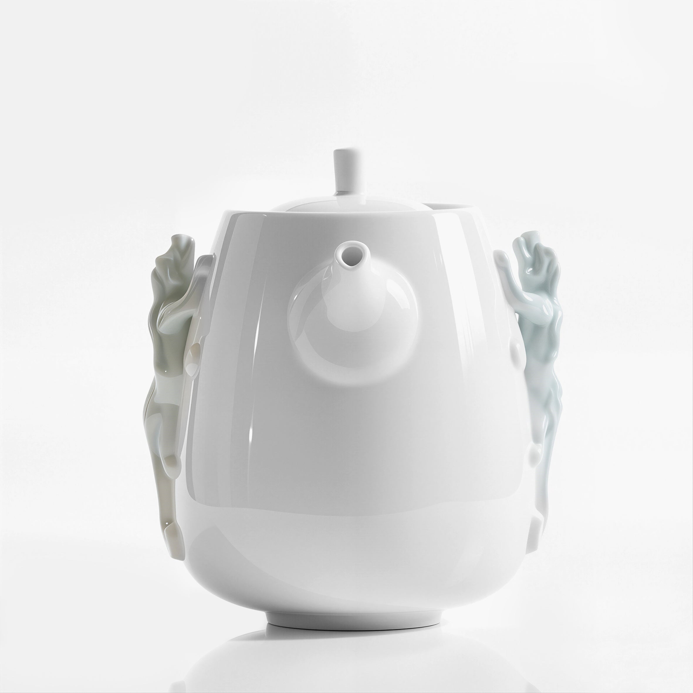 白瓷茶壺 登高 螭吻意象 居家美學 茶具 圓潤壺身造型形 送禮