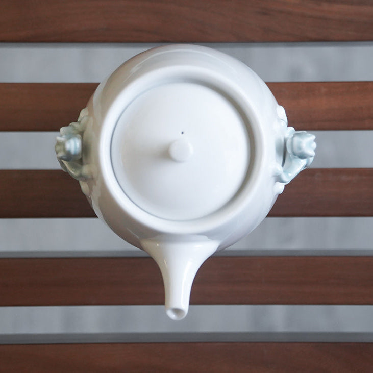 八方新氣 現代瓷器 龍造型 登高 茶壺 企業高升送禮推薦 茶具組 茶器 白瓷藝術 螭吻