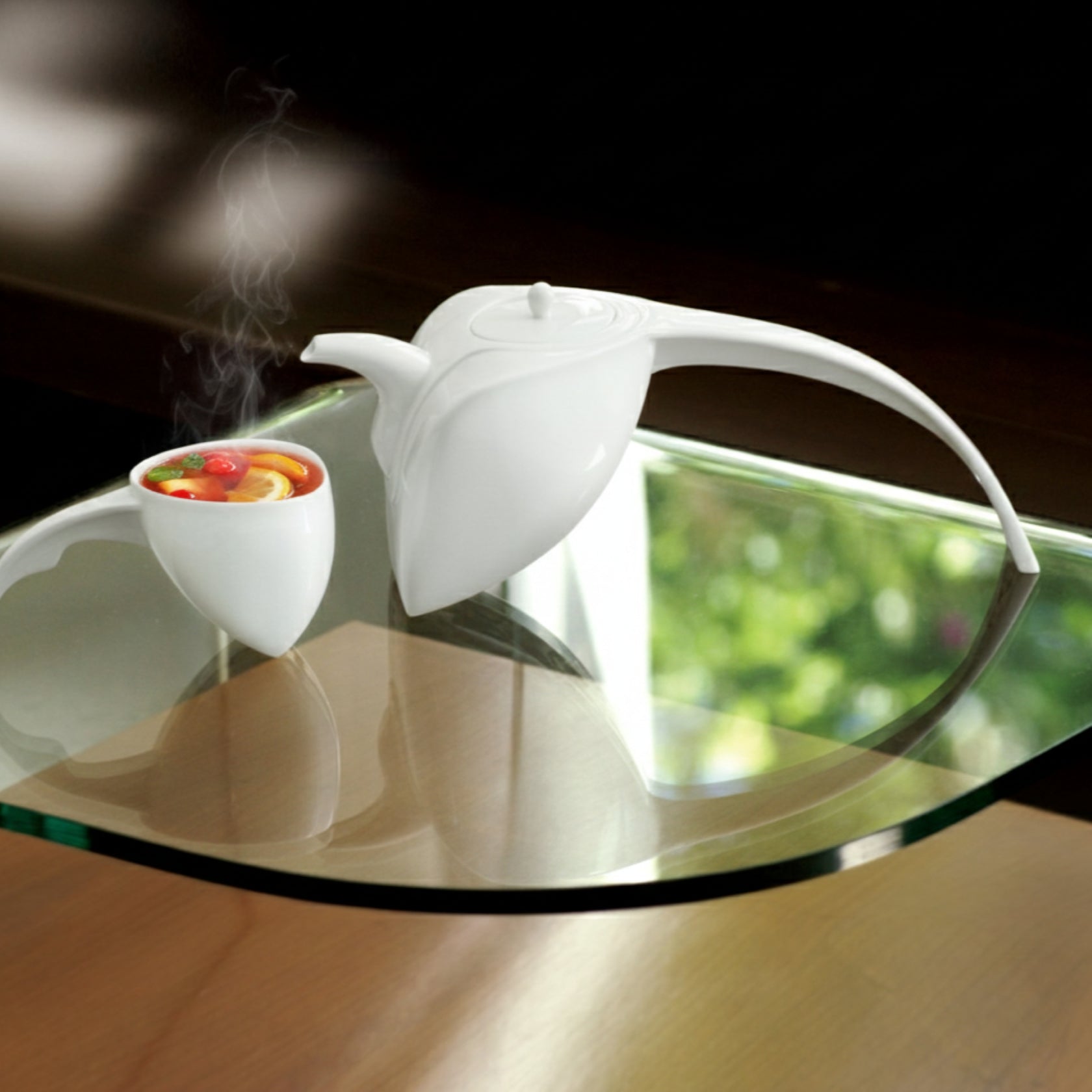 八方新氣王俠軍設計瓷器 白瓷咖啡茶壺杯組 以台灣藍鵲為靈感 夏越眺香 居家生活