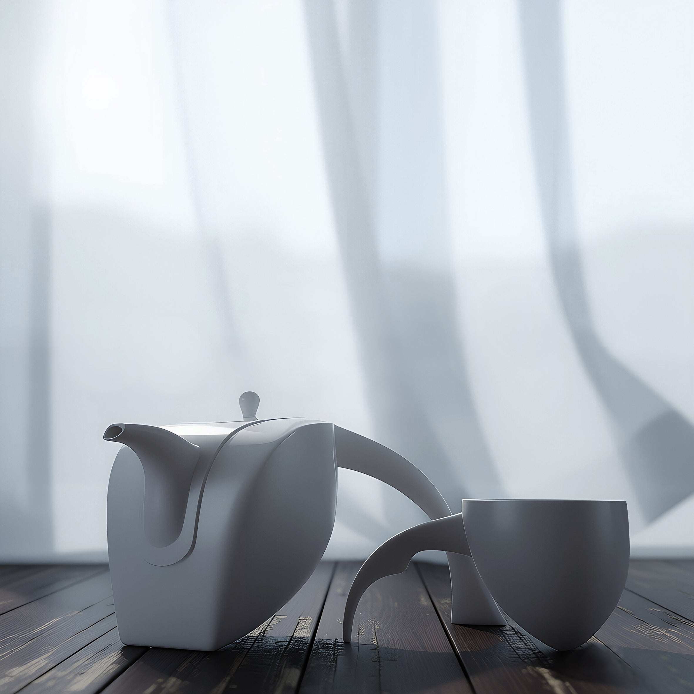 八方新氣王俠軍設計瓷器 白瓷咖啡茶壺杯組 以台灣藍鵲為靈感 夏越眺香 居家生活