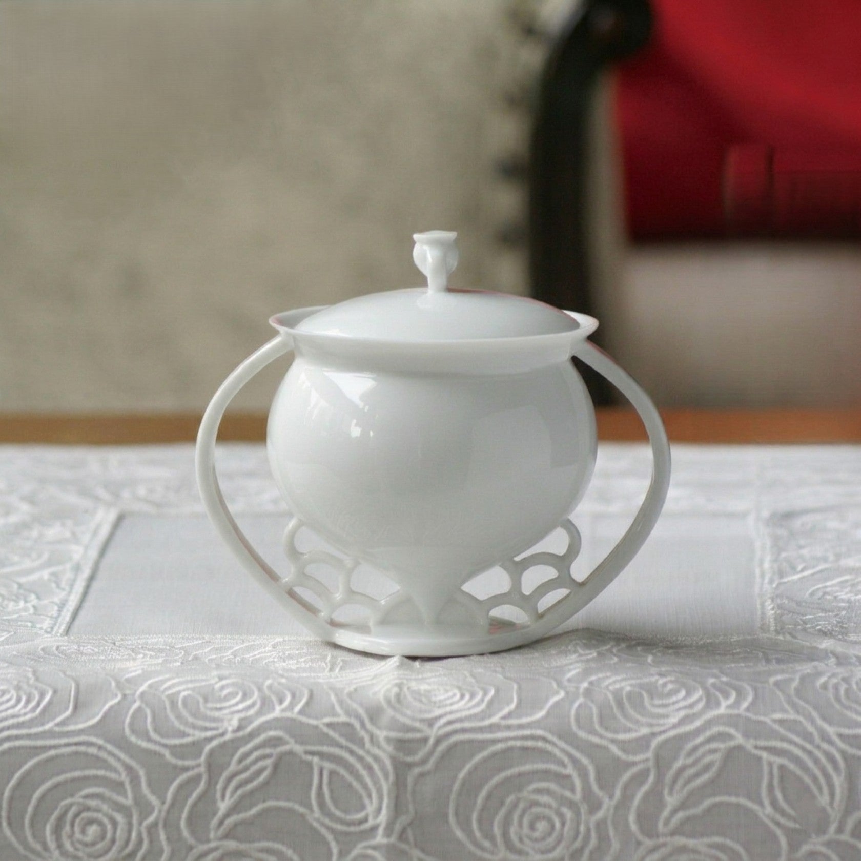 八方新氣 瓷器 蓋杯 窗櫺 杯子 蓋子 白色 滿庭芳 水滴