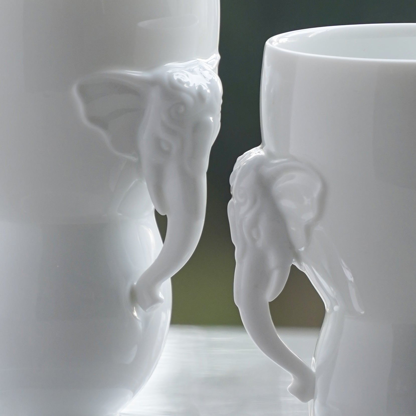 八方新氣 瓷器 送禮 大象 對杯 杯子 白色 居家生活 把手杯