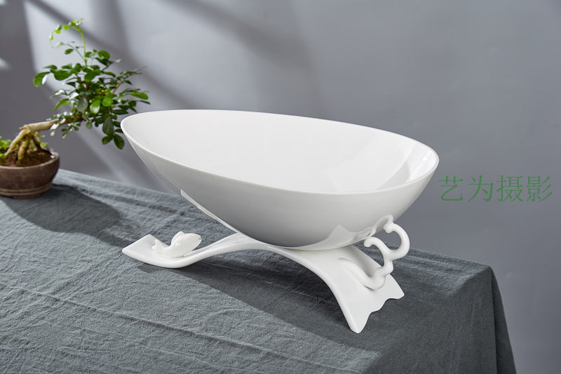 八方新氣《滿載》水果盤側面照-台灣設計高端藝術瓷器