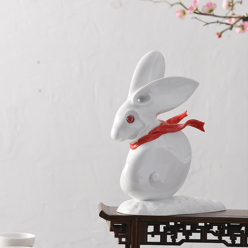 八方新氣 兔 自在自得 瓷偶 瓷器 擺飾 白瓷 禮物