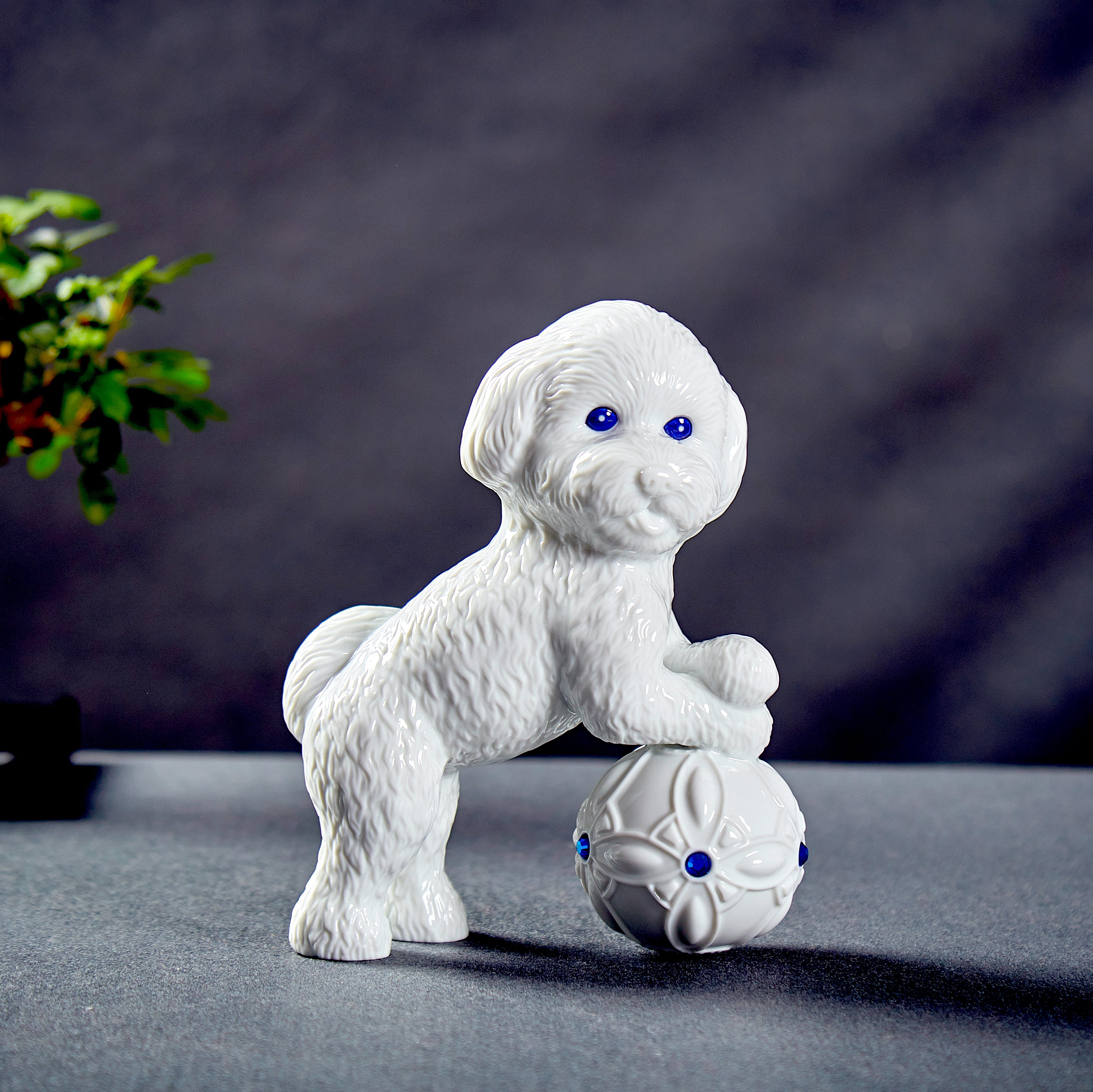 八方新氣 生肖狗 喜旺圓滿 瓷偶 瓷器 擺飾 白瓷 禮物 藍