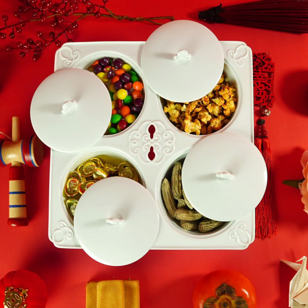 八方新氣 四季 好風景 瓷盒 傳家寶 擺飾 禮物 收納盒 白瓷 水果盒 陶瓷 瓜果盒