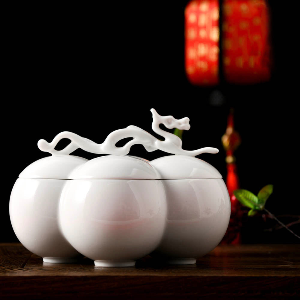 八方新氣 四海遊龍 收納盒 瓷器 送禮 糖果盒 珠寶盒 白瓷 升遷禮物