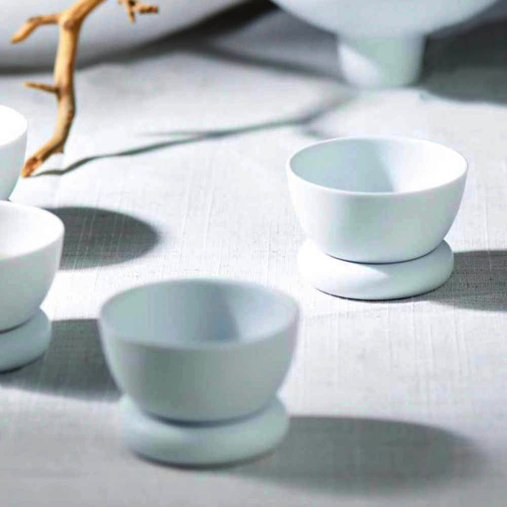 八方新氣 白色 瓷器 茶具 霧面 杯子 白色 日出望月