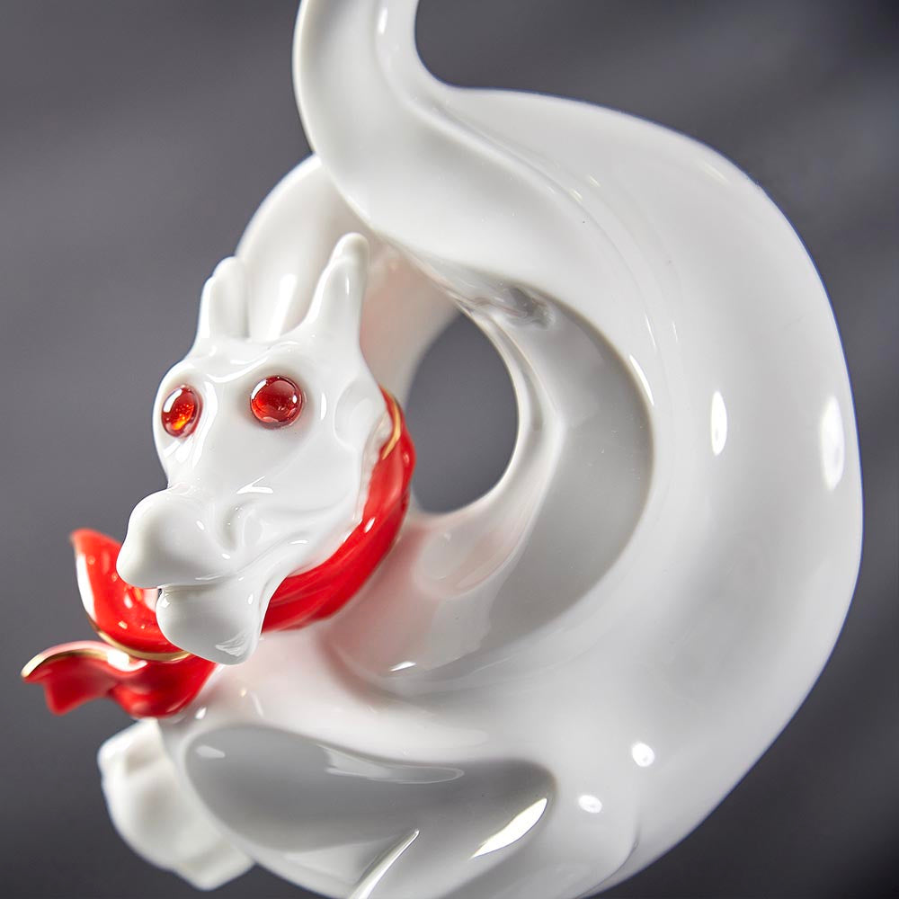 八方新氣 龍 瓷偶 乾坤在握 瓷器 擺飾 印璽 印章 白瓷 禮物