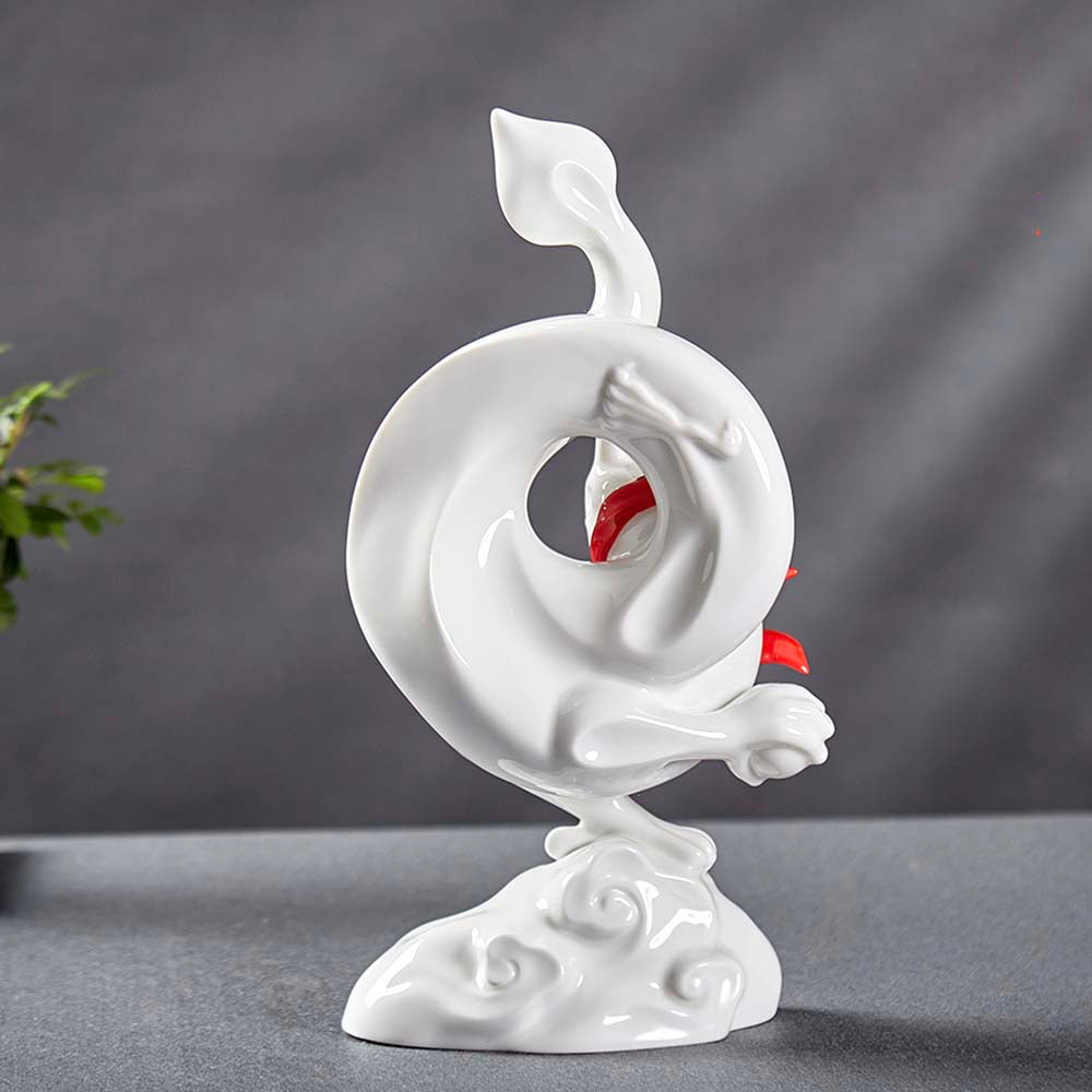 八方新氣 龍 瓷偶 乾坤在握 瓷器 擺飾 印璽 印章 白瓷 禮物