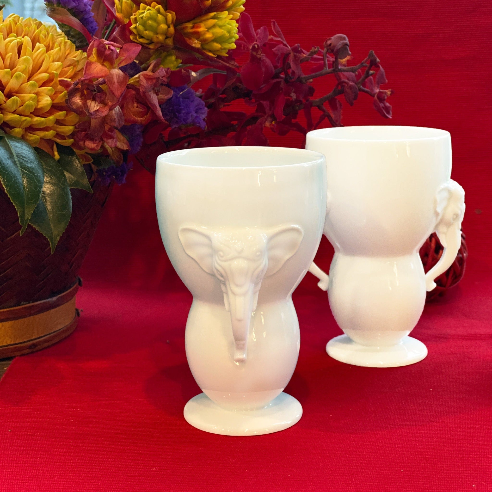 八方新氣 瓷器 送禮 大象 對杯 杯子 白色