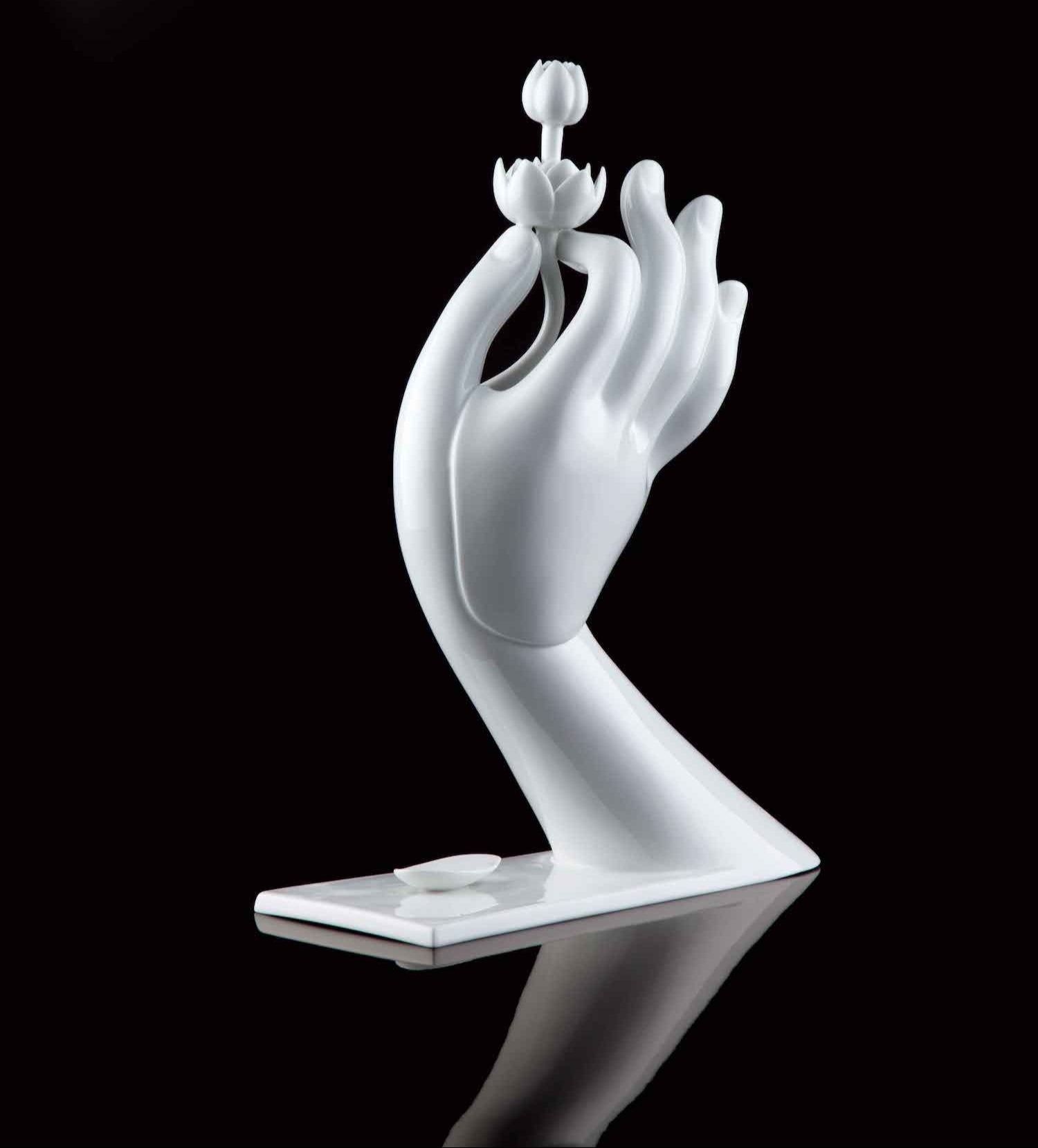 八方新氣 花瓶 花架 花器 佛手 禪意 大慈飄香 陶瓷擺飾 瓷器 白色 白瓷 限量