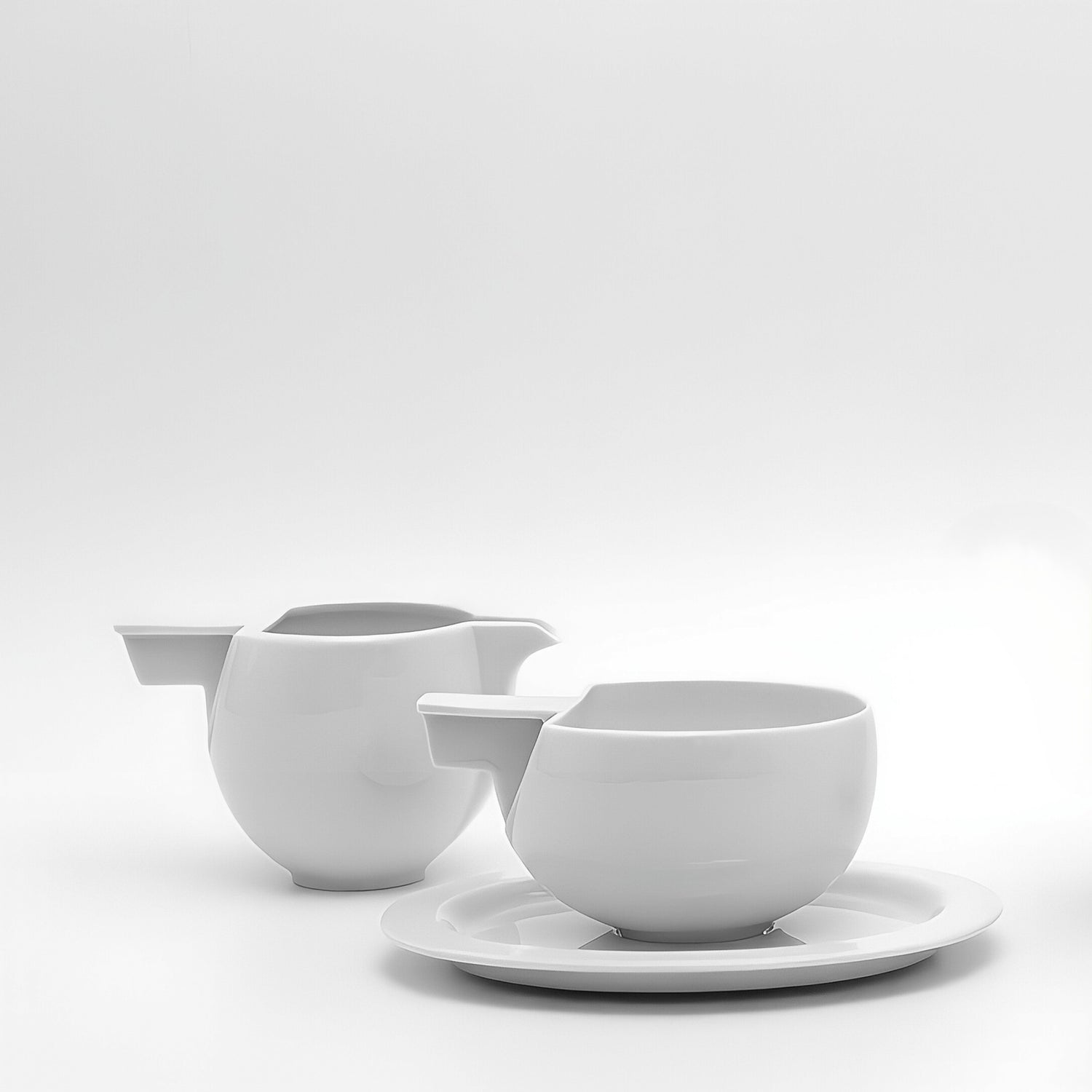 白瓷咖啡杯與杯盤組｜極簡線條與現代東方生活美學