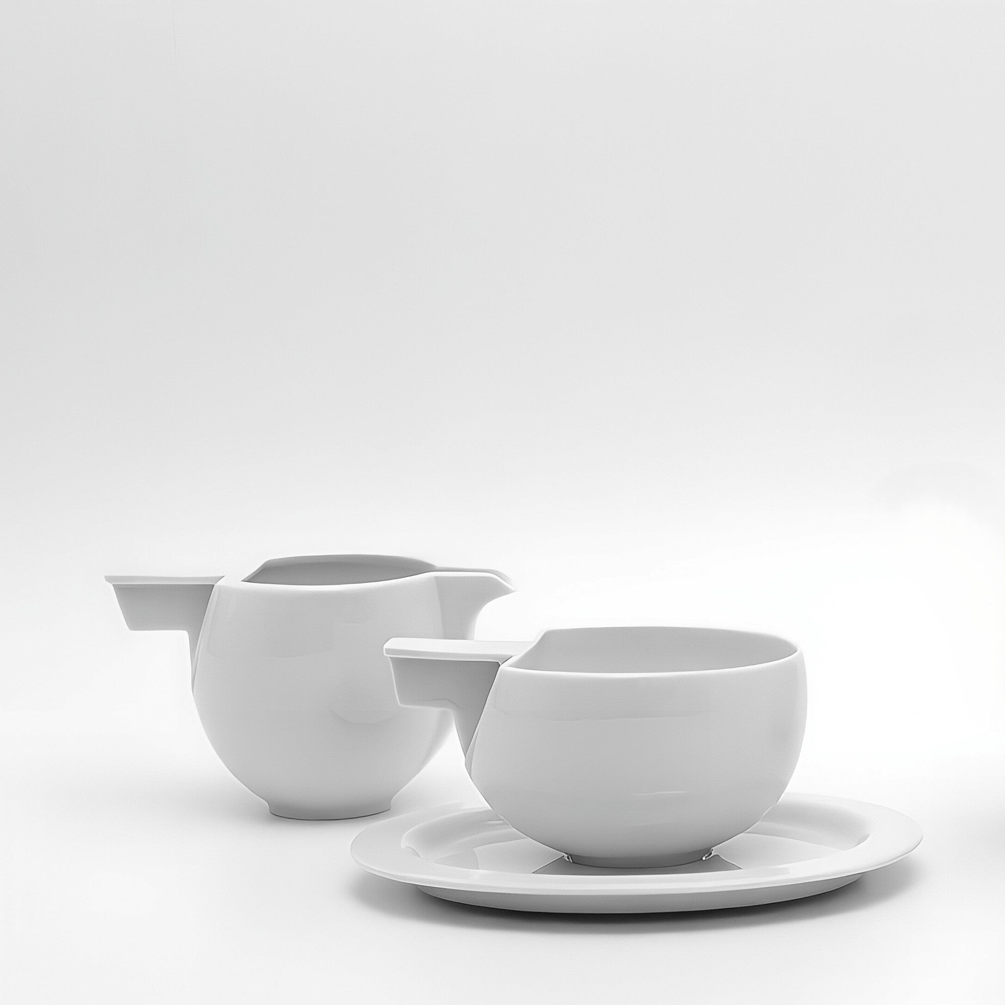 白瓷咖啡杯與杯盤組｜極簡線條與現代東方生活美學