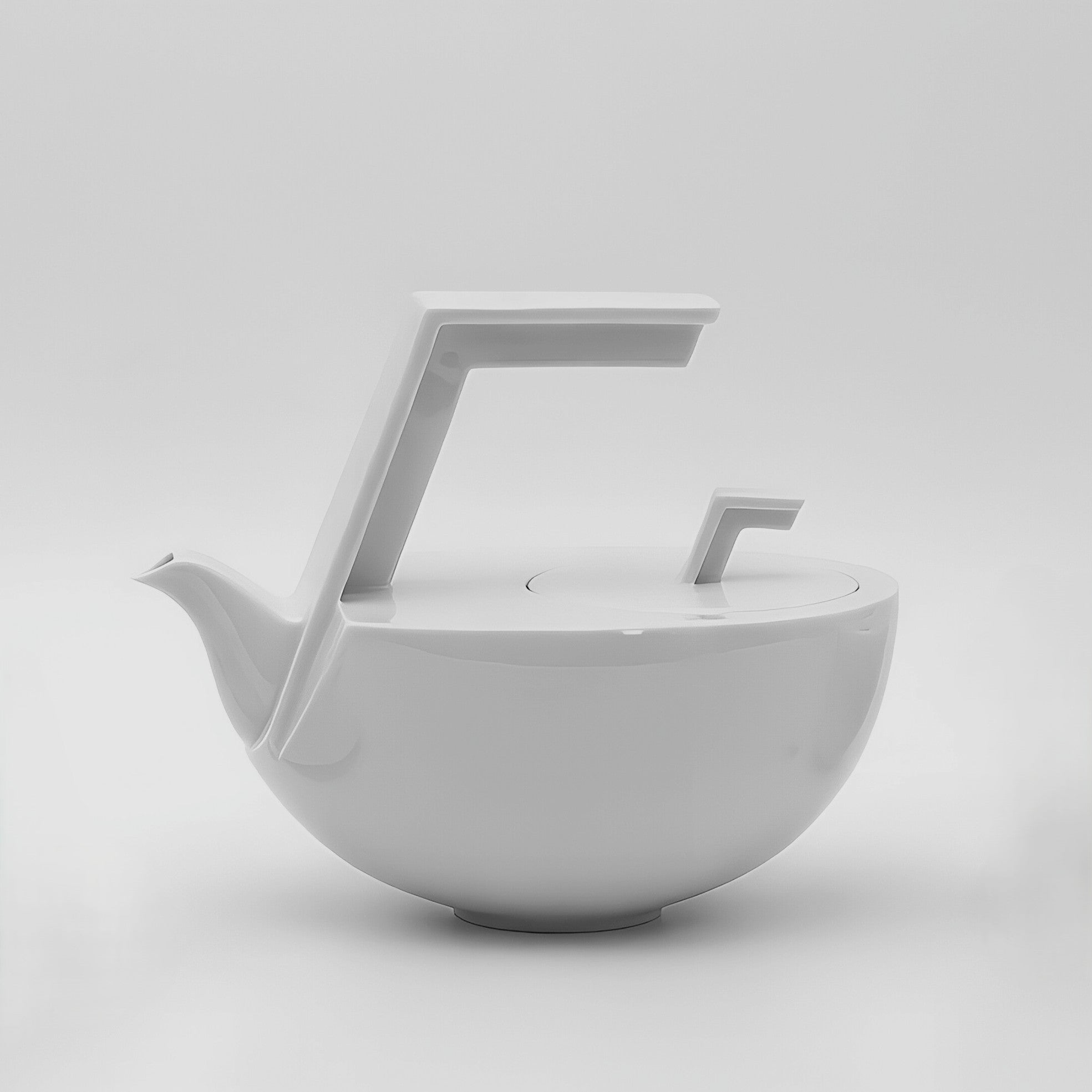 海量白瓷茶壺正面視角｜圓潤器形與現代東方設計