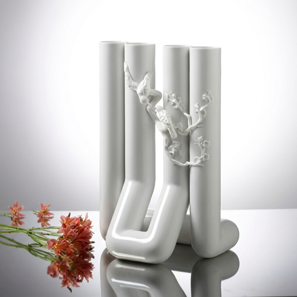 花香一世 八方新氣 白瓷花器 限量收藏 鳥語花香