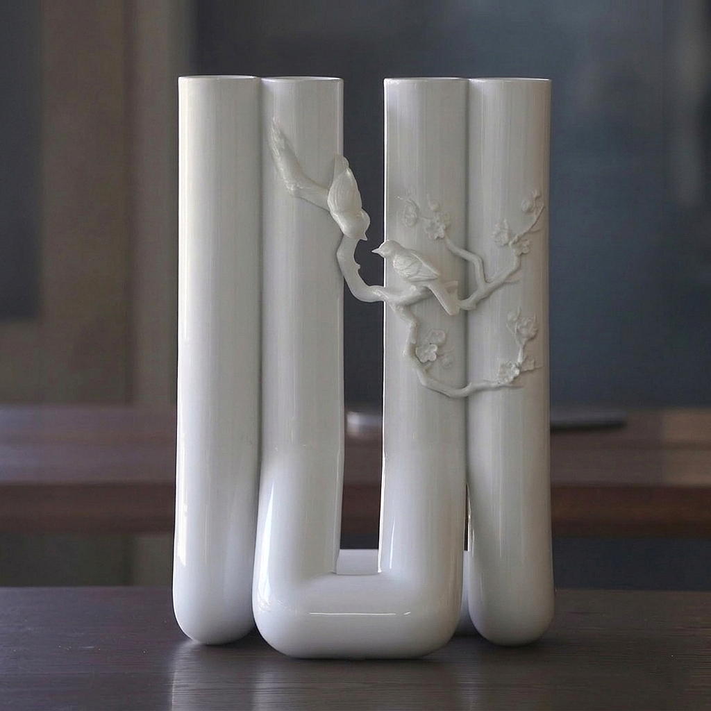 花香一世 八方新氣 白瓷花器 限量收藏 鳥語花香