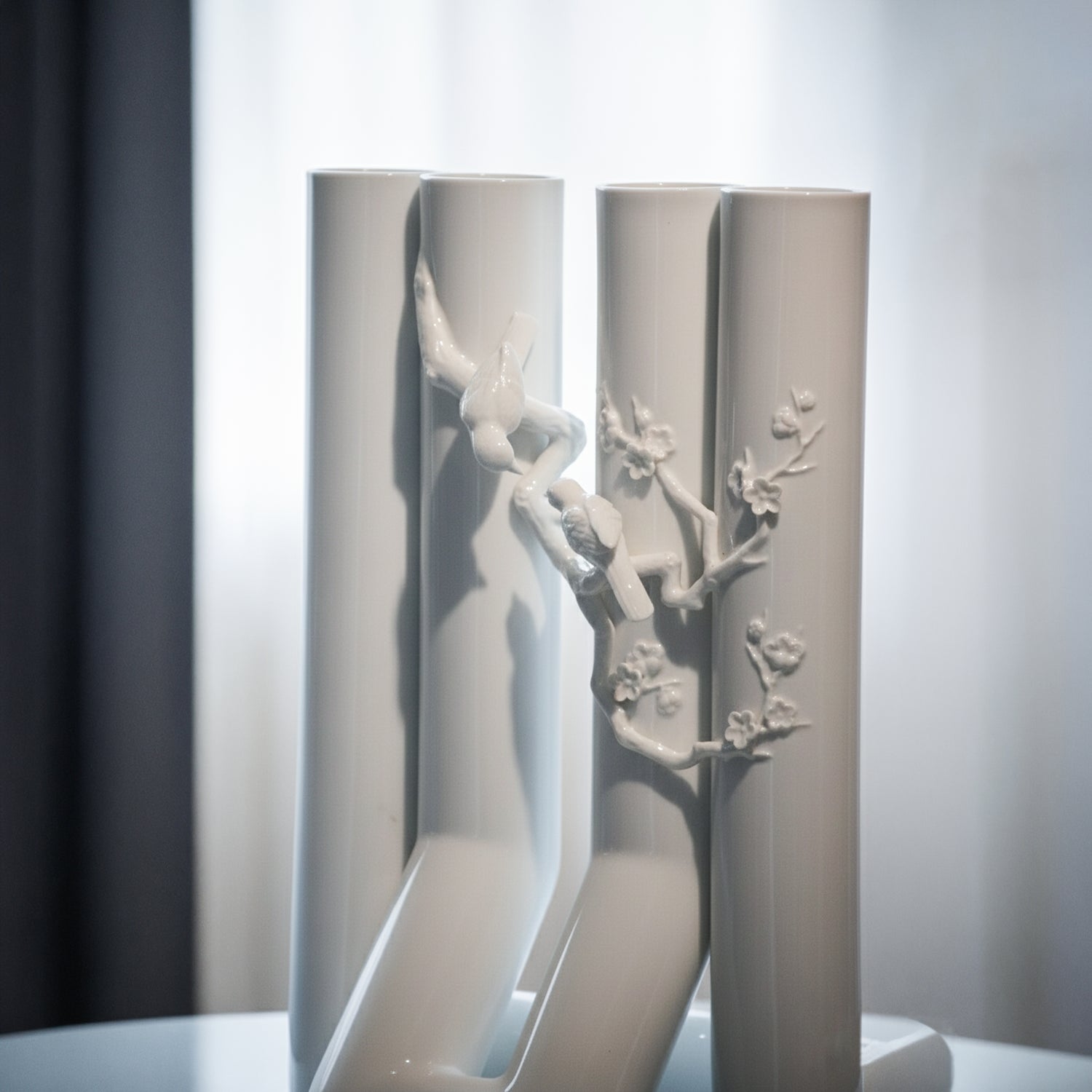 花香一世 八方新氣 白瓷花器 限量收藏 鳥語花香 局部  四季如春 喜鵲相守