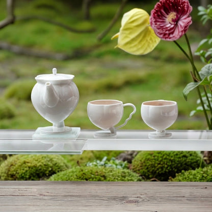 花神白瓷茶壺・花苞高足造型・八方新氣 NewChi Porcelain