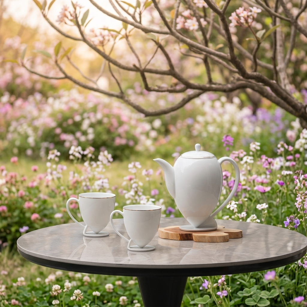 起舞 八方新氣 造形壺 金邊 白瓷藝術 水滴狀 花苞