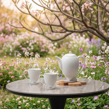 起舞 八方新氣 造形壺 金邊 白瓷藝術 水滴狀 花苞