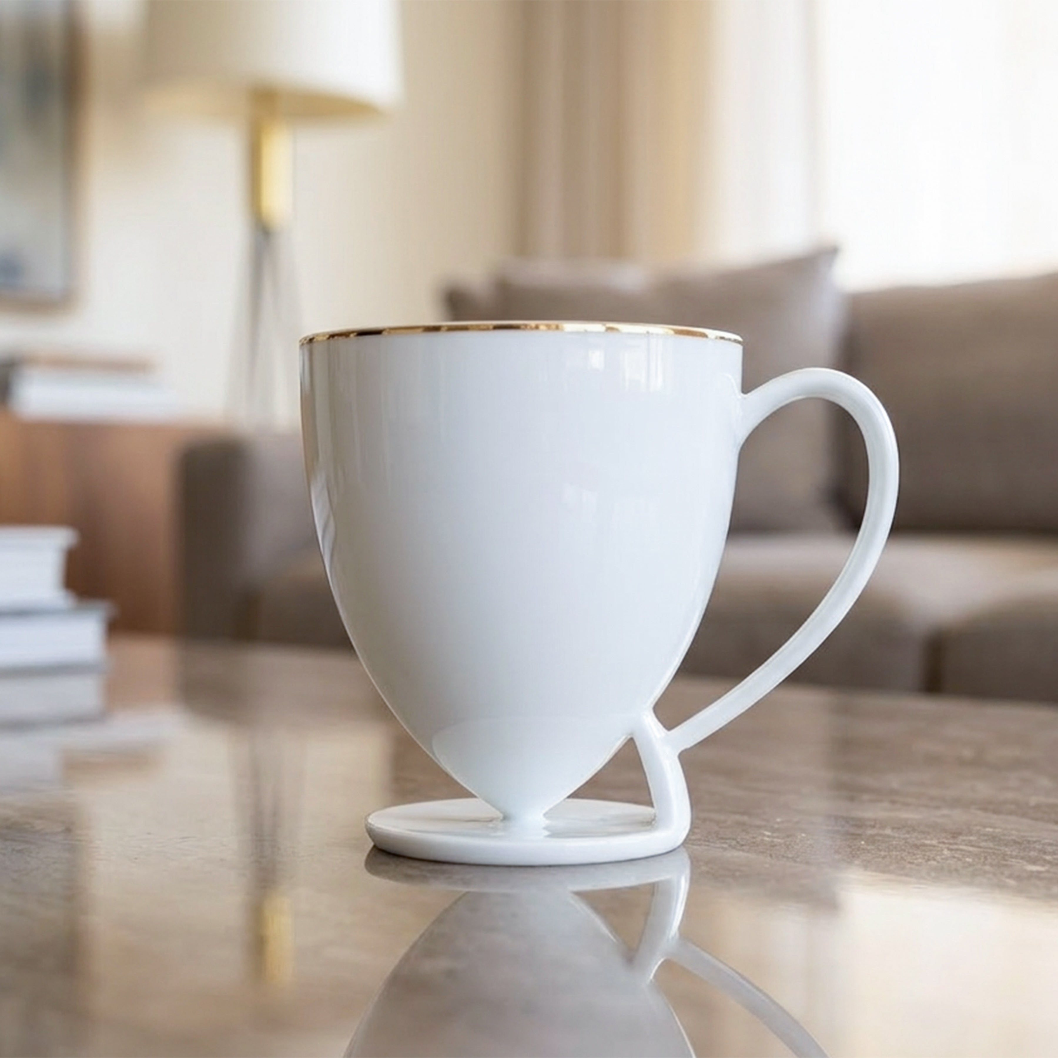 起舞 八方新氣 造形杯 金邊 白瓷藝術 水滴狀 花苞