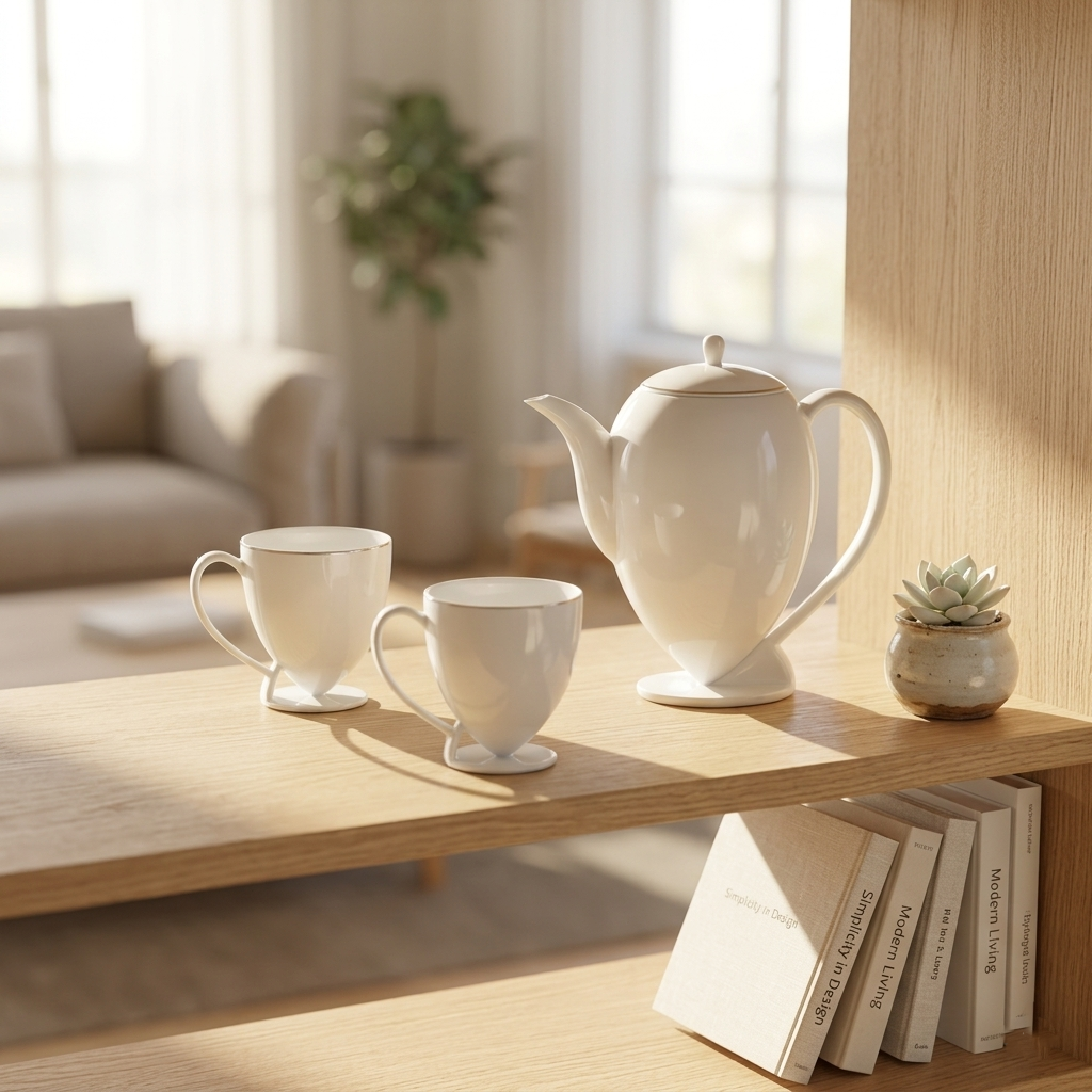 起舞 八方新氣 造形壺 金邊 白瓷藝術 水滴狀 花苞