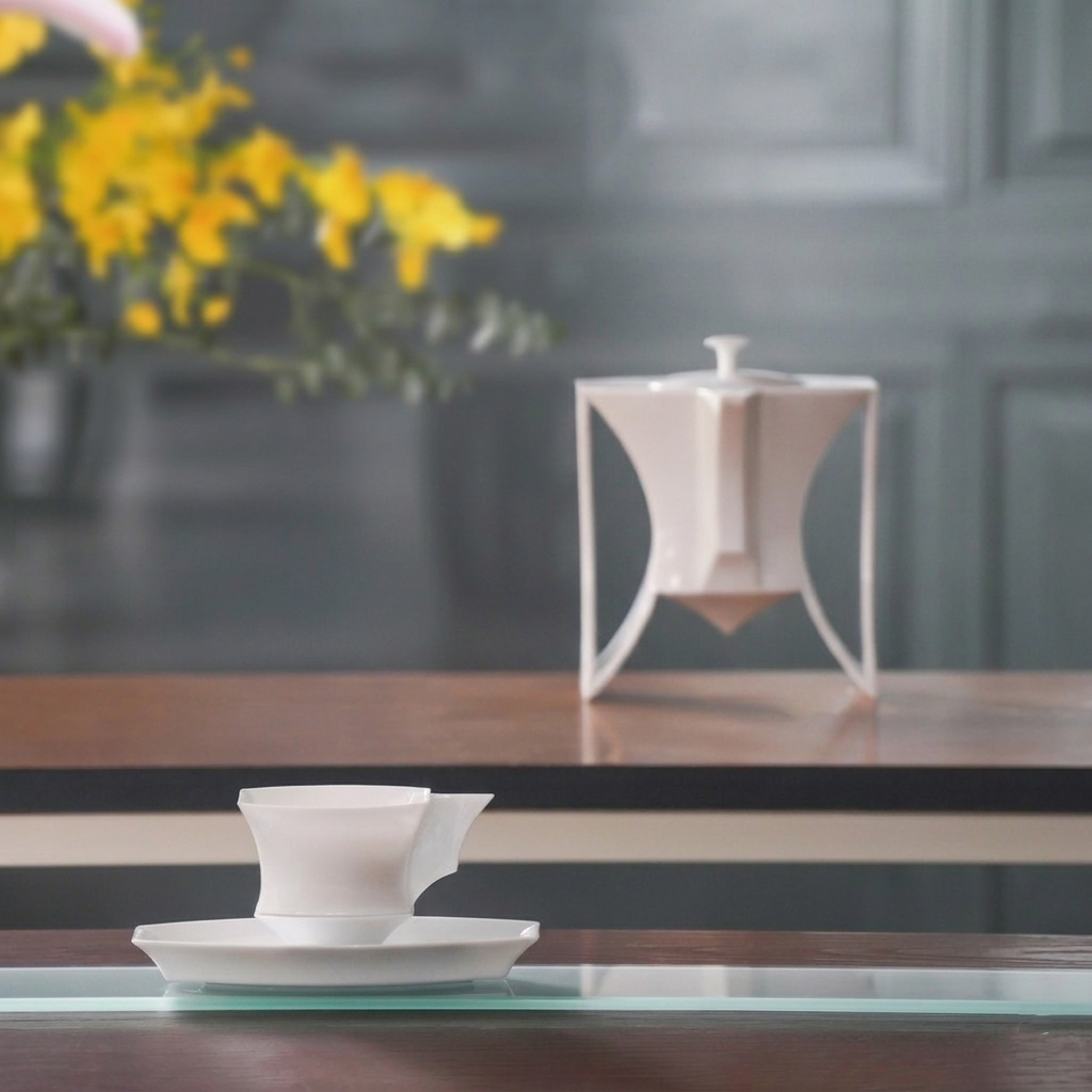 帝國記憶 杯盤組 白瓷藝術 造形杯 方杯 長盤 咖啡杯盤 亮面