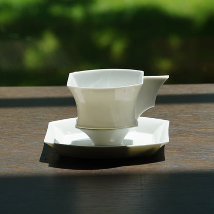 帝國記憶 杯盤組 白瓷藝術 造形杯 方杯 方盤 咖啡杯盤 亮面
