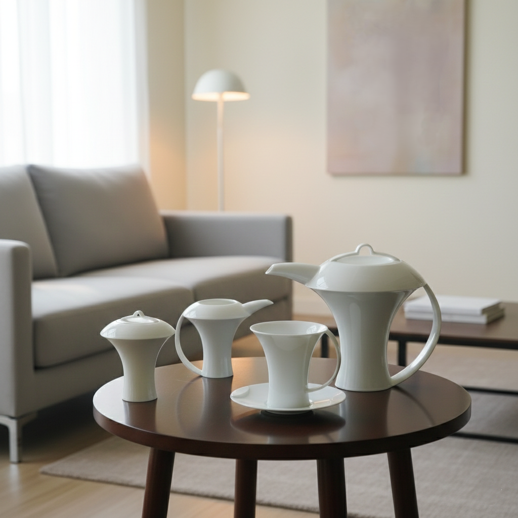 八方新氣 明月 茶器 瓷壺 藝術造形壺 家居生活 杯盤 糖奶 精緻瓷器茶具組