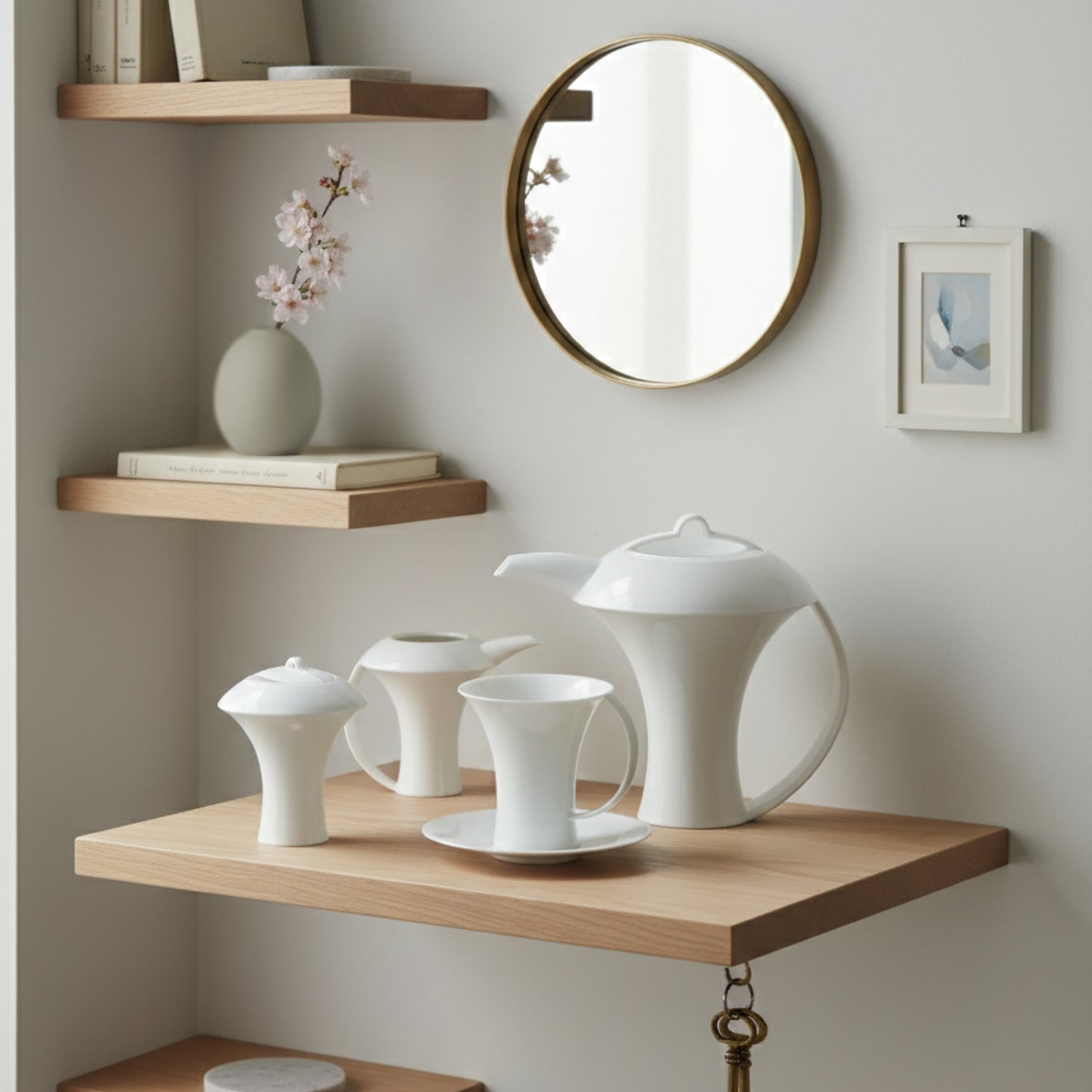 八方新氣 明月 茶器 瓷壺 藝術造形壺 家居生活 杯盤 糖奶 精緻瓷器茶具組