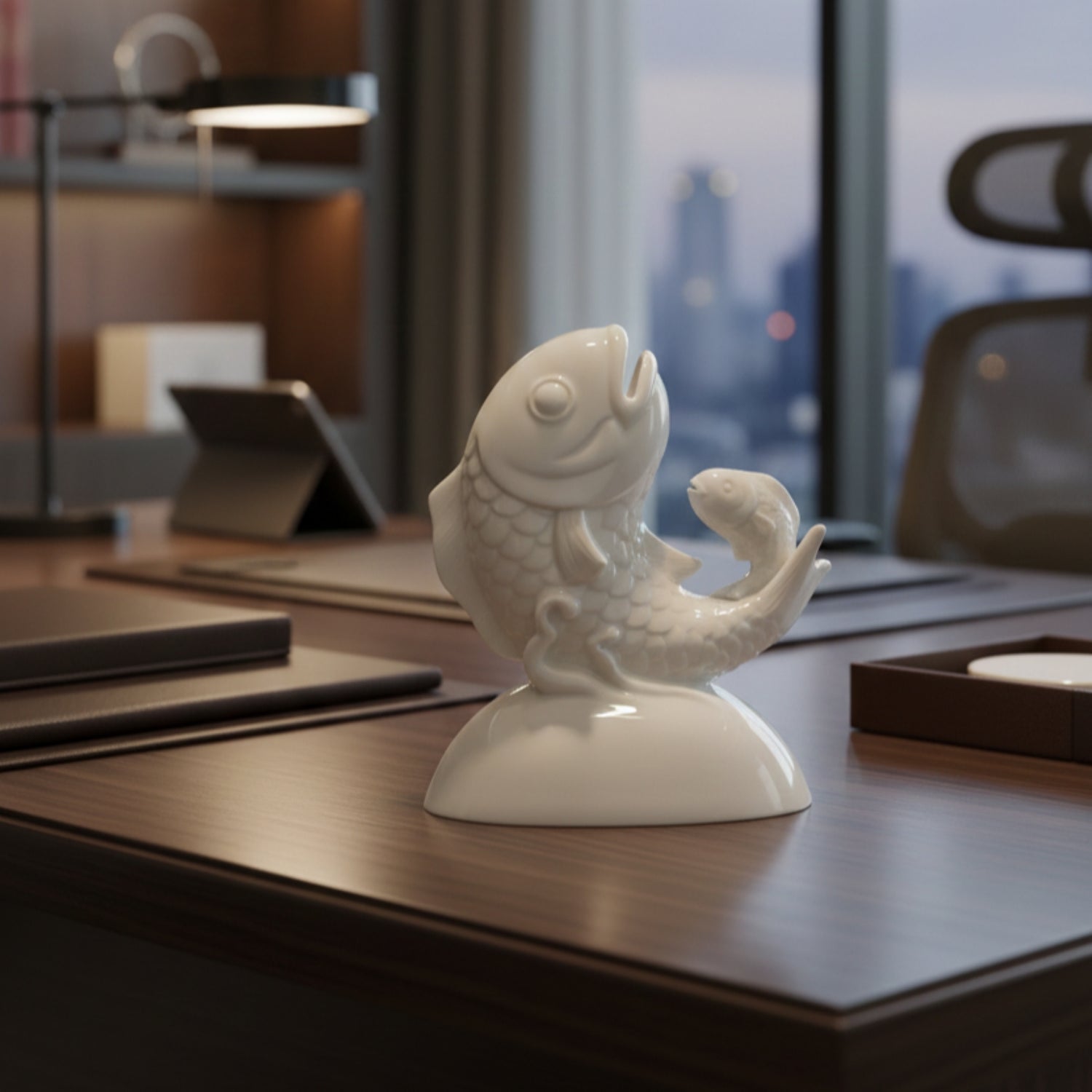 代代富足 存錢筒 八方新氣 白瓷藝術 魚 居家生活 辦公擺飾