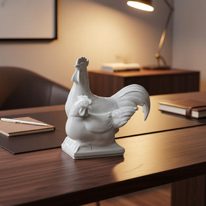 坐握良機 成雙成對 雙雞白瓷擺飾 生肖擺飾 品味禮贈 送禮 居家生活