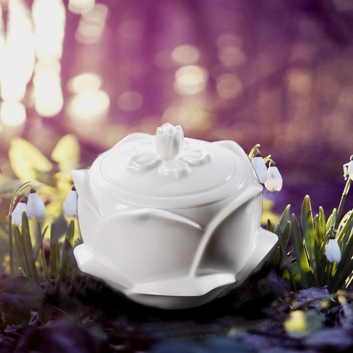 花開白瓷瓷盒與植物・居家生活美學擺設・八方新氣 NewChi Porcelain